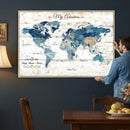 Watercolor World Map Canvas Wall Art Print – Abstract