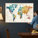 Watercolor World Map Canvas Wall Art Print – Abstract by MyGreatCanvas | Canvas Wall Art Prints | Photo Prints & Wall Decor