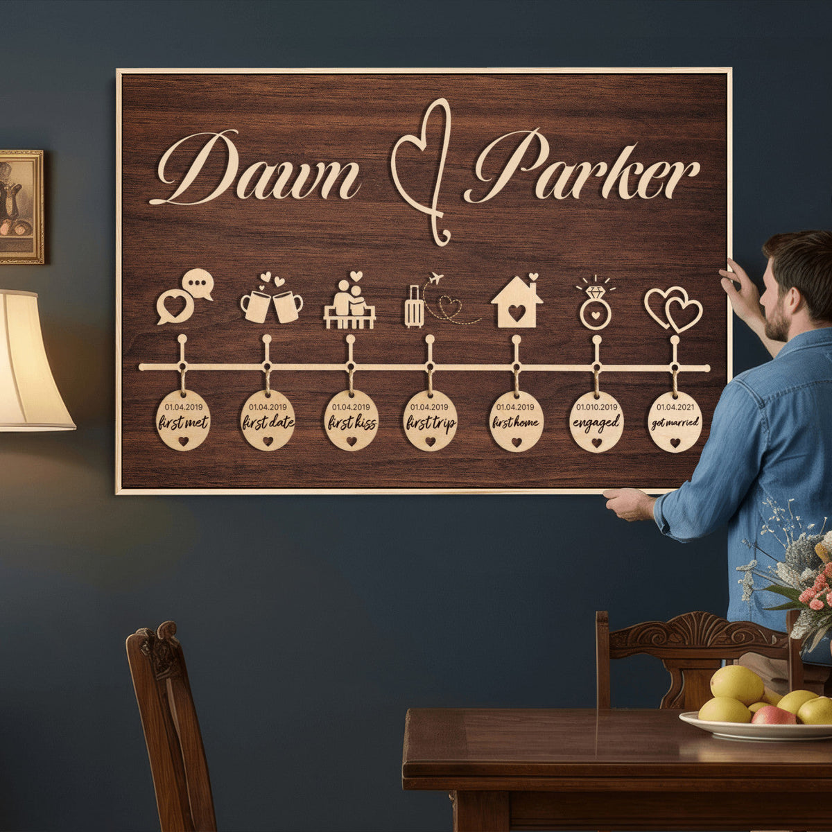 Personalized Couple Timeline Wall Art Canvas Print, Custom, photo 10 of 25