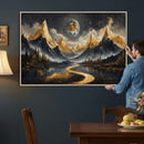 Abstract Mountain Wall Art Canvas Print Modern Landscape Painting Print