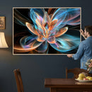 Fractal Lotus Canvas Wall Art, Blue Orange Glowing Flower Abstract Print, Modern Zen Meditation Room Decor, Ethereal Digital Art, Living Room by MyGreatCanvas | Canvas Wall Art Prints | Photo Prints & Wall Decor