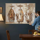 Mexican Folk Art Canvas Wall Art, Charro Poncho Sombrero Painting Print, Neutral Beige Boho Decor, Southwestern Impasto Style, Living Room Art by MyGreatCanvas | Canvas Wall Art Prints | Photo Prints & Wall Decor