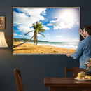 Tropical Beach Canvas Wall Art, Palm Tree Ocean Photo Print, Coastal Living Room Decor, Turquoise Sea Beach House Art, Summer Wall Art by MyGreatCanvas | Canvas Wall Art Prints | Photo Prints & Wall Decor