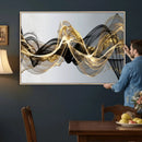 Black and Gold Abstract Wall Art, Modern Wave Canvas Print, Elegant Flowing Smoke Art, Luxury Living Room Decor by MyGreatCanvas | Canvas Wall Art Prints | Photo Prints & Wall Decor