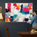 Blue Teal Abstract Canvas Wall Art, Modern Textured Painting Print, Navy Orange White Contemporary Art, Neutral Living Room Decor, Office Art by MyGreatCanvas | Canvas Wall Art Prints | Photo Prints & Wall Decor