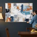 Blue Teal Abstract Canvas Wall Art, Modern Textured Painting Print, Navy Orange White Contemporary Art, Neutral Living Room Decor, Office Art by MyGreatCanvas | Canvas Wall Art Prints | Photo Prints & Wall Decor