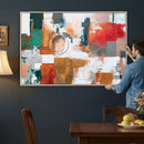 Blue Teal Abstract Canvas Wall Art, Modern Textured Painting Print, Navy Orange White Contemporary Art, Neutral Living Room Decor, Office Art by MyGreatCanvas | Canvas Wall Art Prints | Photo Prints & Wall Decor
