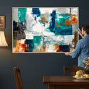Blue Teal Abstract Canvas Wall Art, Modern Textured Painting Print, Navy Orange White Contemporary Art, Neutral Living Room Decor, Office Art by MyGreatCanvas | Canvas Wall Art Prints | Photo Prints & Wall Decor