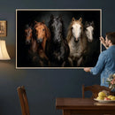 Horse Wall Art Canvas Print, Wild Horses Portrait Photography, Dramatic Equestrian Decor, Black Brown White Horse Herd, Rustic Ranch Art by MyGreatCanvas | Canvas Wall Art Prints | Photo Prints & Wall Decor