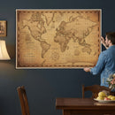 Personalized Push Pin World Map, Vintage Travel Map Canvas, Custom Names Anniversary Gift, Places Visited Pin Board, Couples Adventure Art