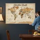 Vintage Custom Push Pin Map Print – Custom Adventure Travel