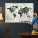 Personalized Push Pin World Map Canvas Print – Custom Framed