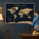 Custom Push Pin World Map Wall Canvas Print – Personalized