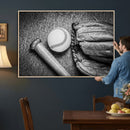 Vintage Baseball Glove and Bat Sports Wall Art Canvas,