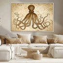 Sepia Octopus Wall Art Abstract Animal Canvas Print