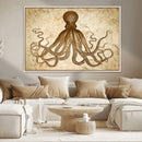 Sepia Octopus Wall Art Abstract Animal Canvas Print