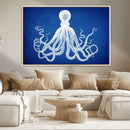 Large 3-Panel Blue Octopus Canvas Wall Art | Coastal Marine by MyGreatCanvas | Canvas Wall Art Prints | Photo Prints & Wall Decor