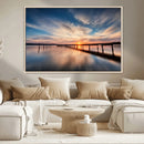 Wooden Pier on Seascape and Sunset Wall Art Canvas Print by MyGreatCanvas | Canvas Wall Art Prints | Photo Prints & Wall Decor