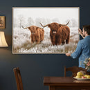 Longhorn Cattle Wall Art Canvas Print, Framed Farmhouse