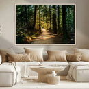 Sunlit Forest Pathway Canvas Print | 3 Panel Large Nature by MyGreatCanvas | Canvas Wall Art Prints | Photo Prints & Wall Decor