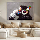 Dj Monkey Listening to Music Wall Art Print | Banksy Monkey by MyGreatCanvas | Canvas Wall Art Prints | Photo Prints & Wall Decor