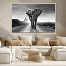 Black and White Elephant Wall Art Canvas Print