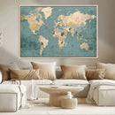 Classic World Map Canvas Print – Framed Vintage Map Wall