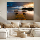Serene Lake Pier at Sunset Canvas Print | Landscape Canvas
