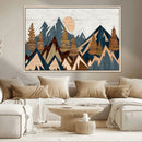 Abstract Wood Panel Effect Mountain Range Top Wall Art