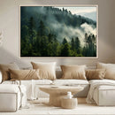 Misty Forest Wall Art Premium Canvas Print a Foggy and