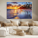Serene Beach Sunset Wall Art Canvas- Coastal Seascape Print
