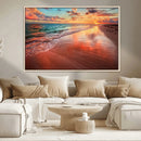 Sunset Beach Wall Art | Ocean Canvas Print | Coastal Wall