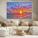 Vibrant Sunset Beach Wall Art - Ocean Sunset Canvas Print |