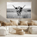 Texas Cow Longhorn Wall Art Canvas Print for Farm House Wall