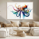 Watercolor Vibrant Octopus Wall Art Canvas Print | Abstract