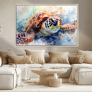 Watercolor Sea Turtle Wall Art Canvas Print - Vibrant Ocean