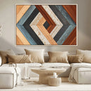 Geometric Wood Art Wall Decor Canvas Print, Rustic Wooden