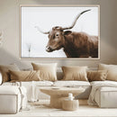 Rustic Bull Wall Art Canvas Print – Modern Longhorn