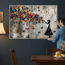 Banksy Wall Art - Banksy Girl and Butterfly Explosion Wall