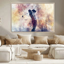Abstract Watercolor Golf Player Wall Art Canvas Print