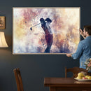 Abstract Watercolor Golf Player Wall Art Canvas Print
