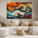 Abstract Wave Wall Art | Ready to Hang Framed Canvas Print |