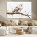 Barn Owl Wall Art on Branch | Stunning Canvas Print for