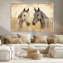 Chines Ink Style Grunge Horses Wall Art Canvas Print