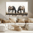 Chines Ink Style Horses Wall Art Canvas Print