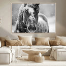 Black and White Horse Winter Wall Art | Ready to Hang and