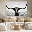 Longhorn Bull Canvas Print | Rustic Farmhouse Wall Art |