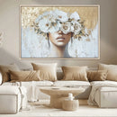 Golden Petal Wall Art - Canvas Print Flower Head Woman