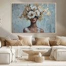 Golden Petal Wall Art - Petal Silhouette Woman Wall Art by MyGreatCanvas | Canvas Wall Art Prints | Photo Prints & Wall Decor