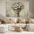 Abstract Floral Women Patel Wall Art Canvas Print